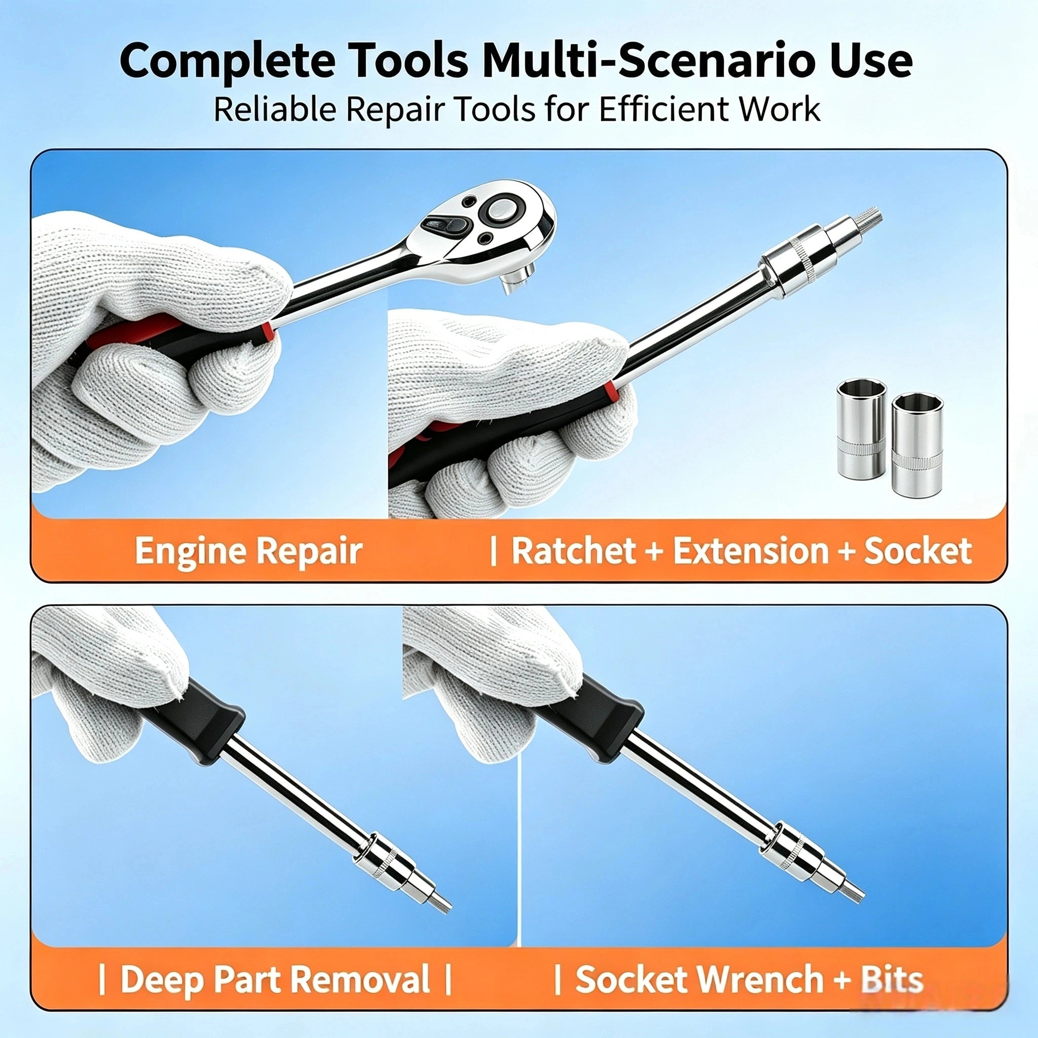 46Pcs Ratchet Socket Repair Tool Kit