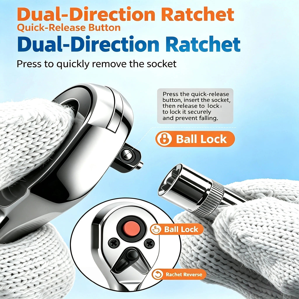 46Pcs Ratchet Socket Repair Tool Kit