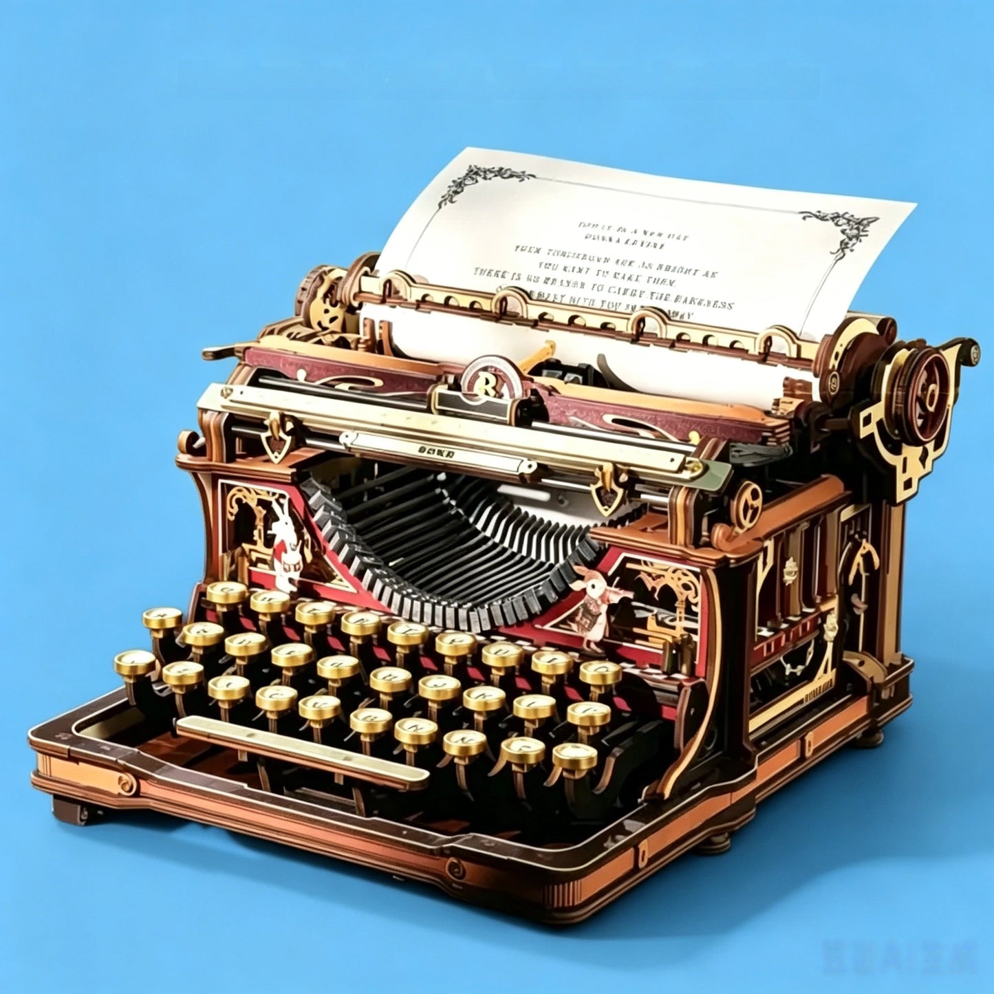 DIY Wooden Typewriter Model Kit