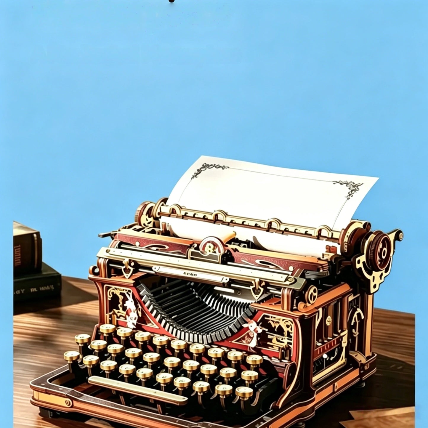 DIY Wooden Typewriter Model Kit